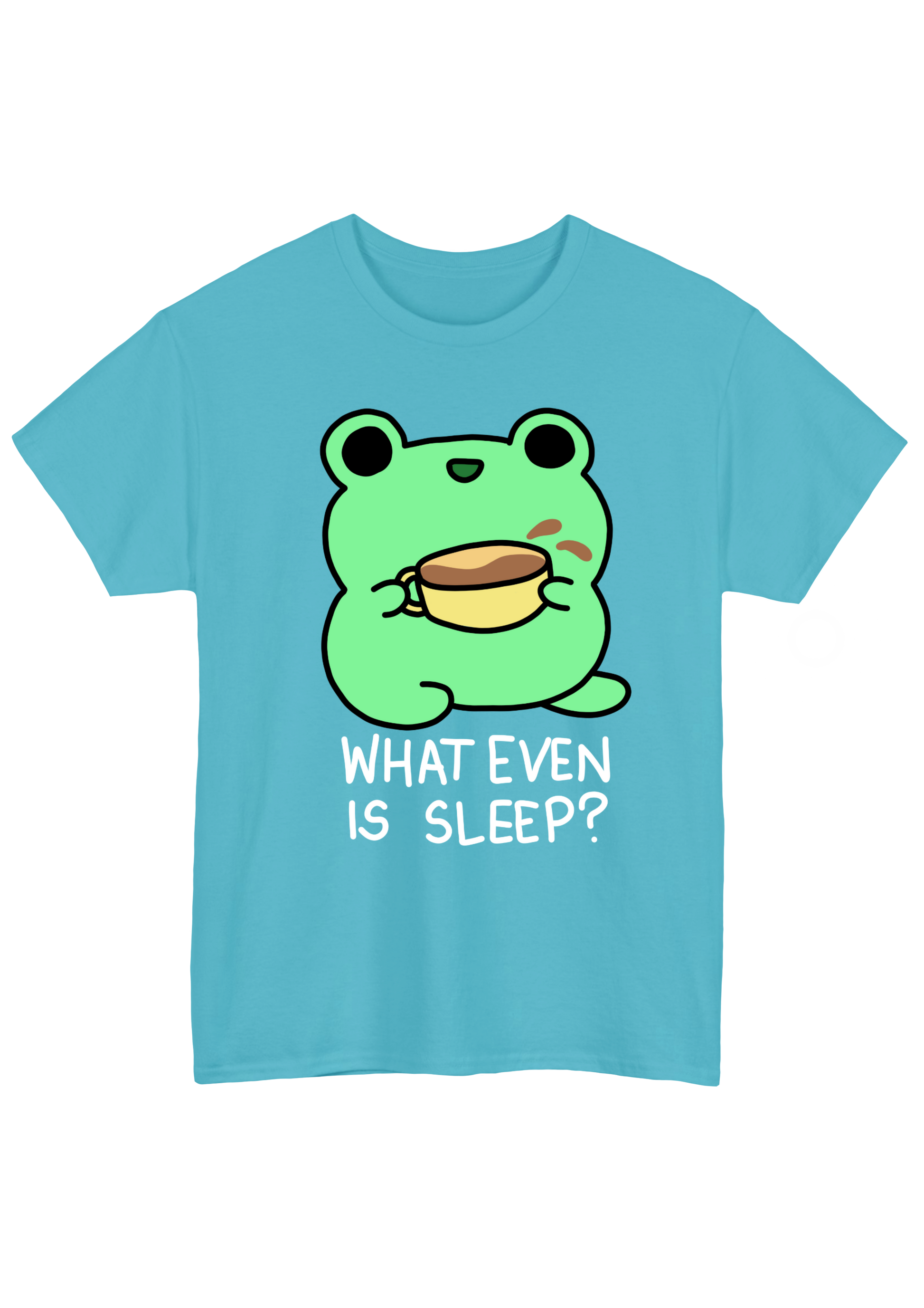 Caffeinated Frog Turquoise Tee - Puff Berry
