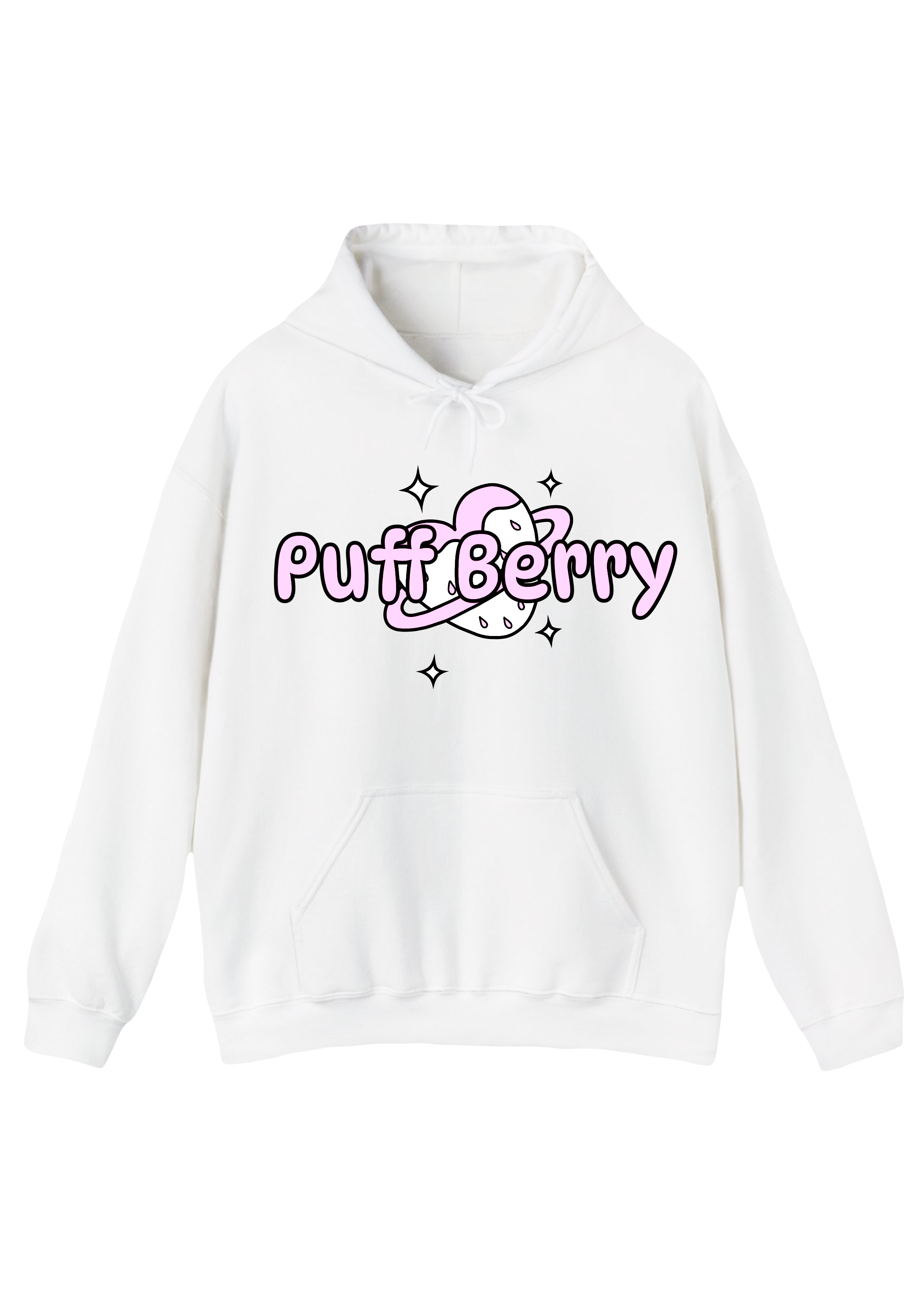 Puff Berry Pastel White Hoodie