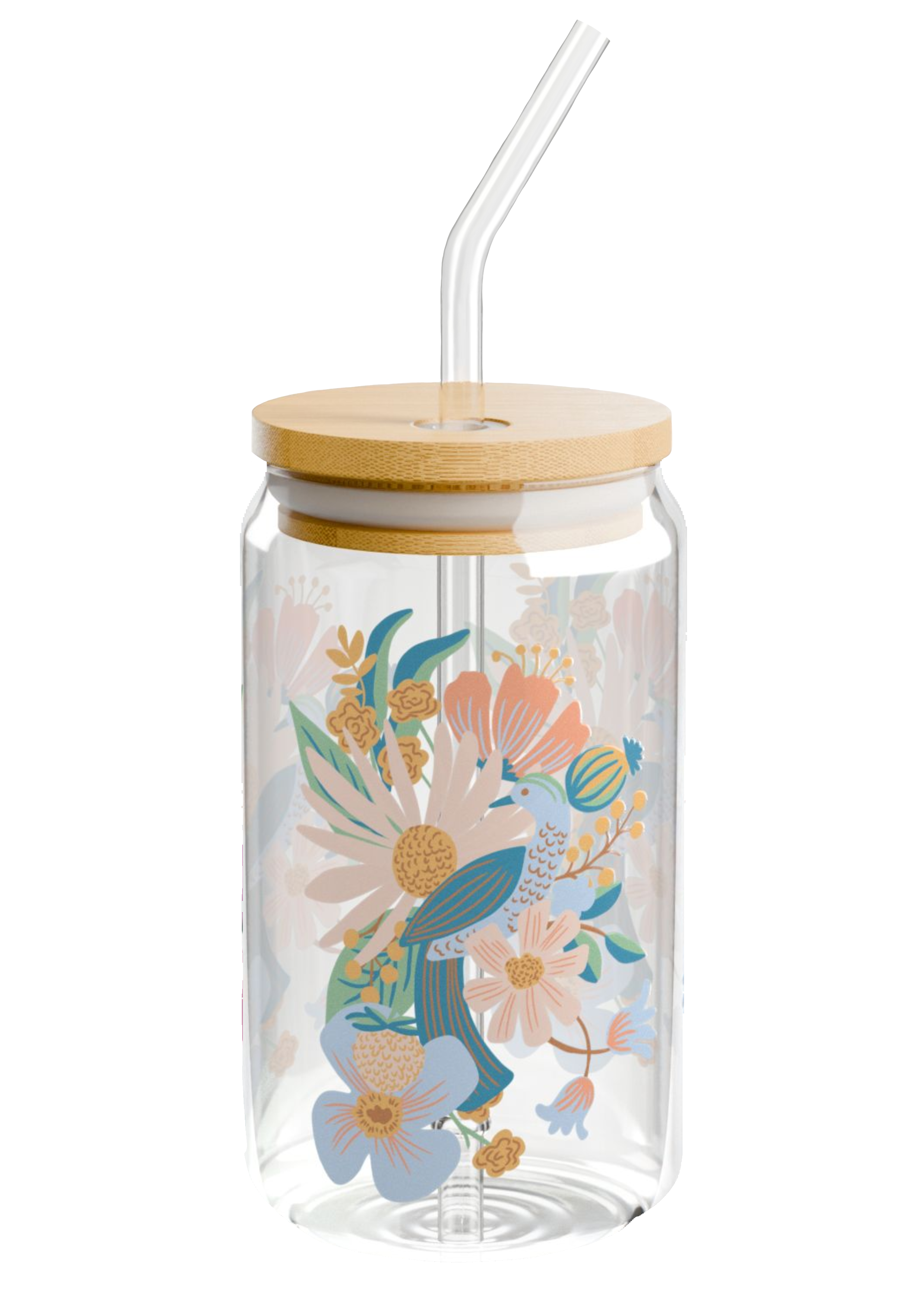 Peacock Glass Mug with Lid