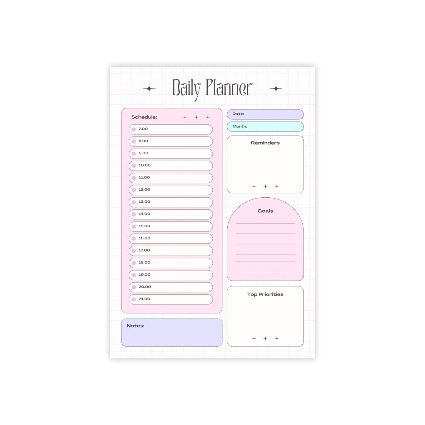 Pastel Daily Planner A4 - Puff Berry