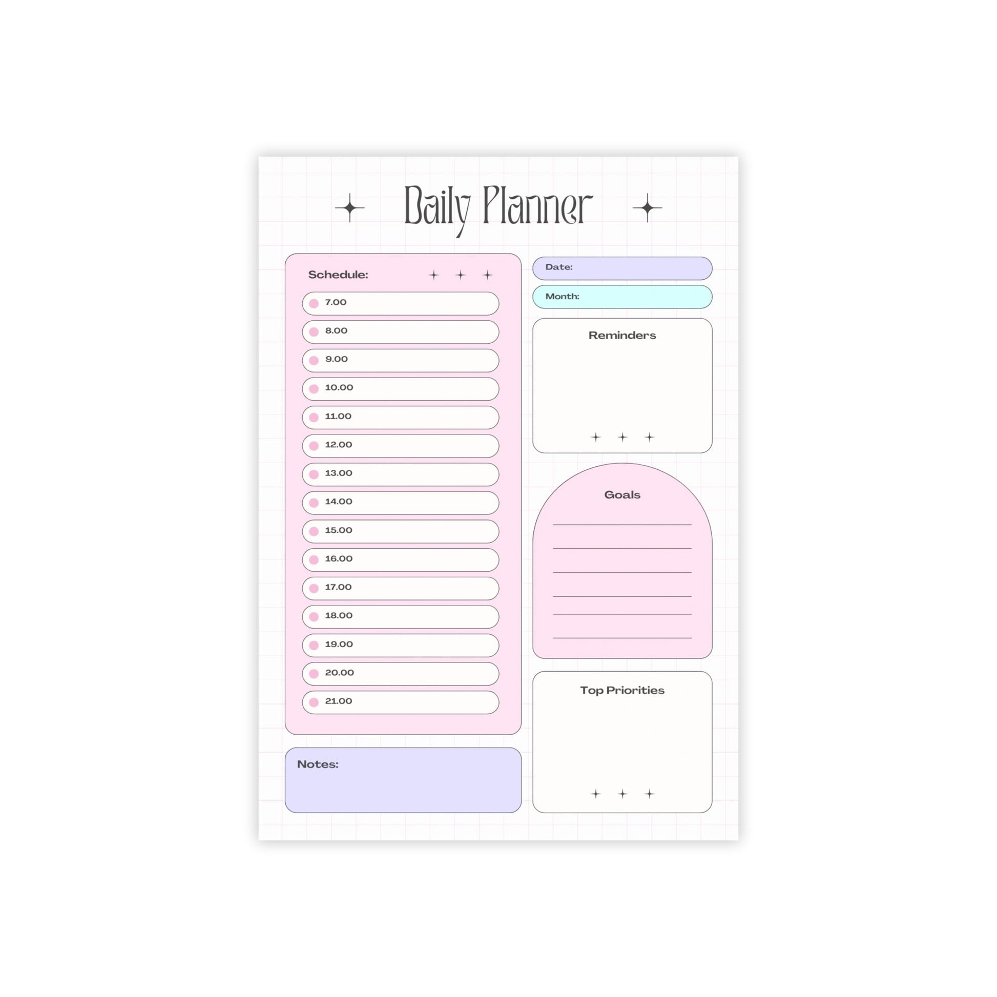 Pastel Daily Planner A4 - Puff Berry