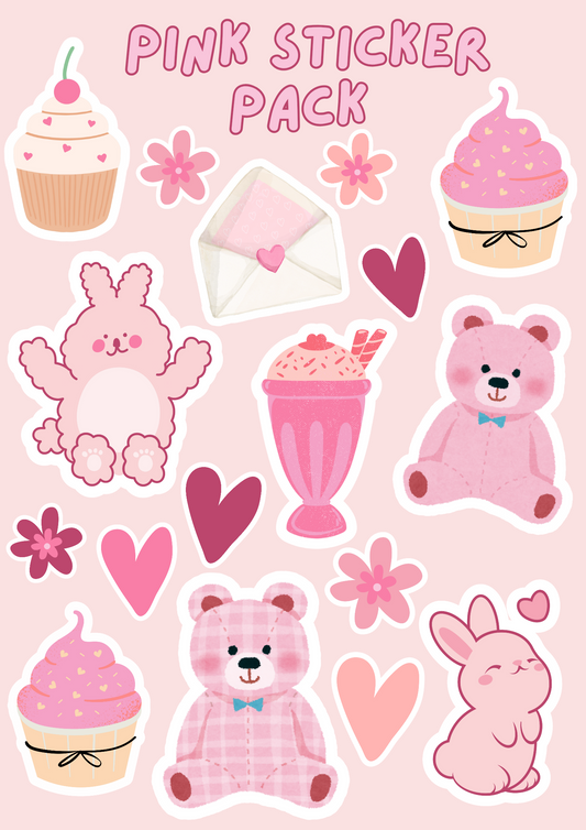 Pink Sticker Pack A4 - Puff Berry