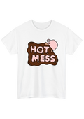 Hot Mess White Tee - Puff Berry