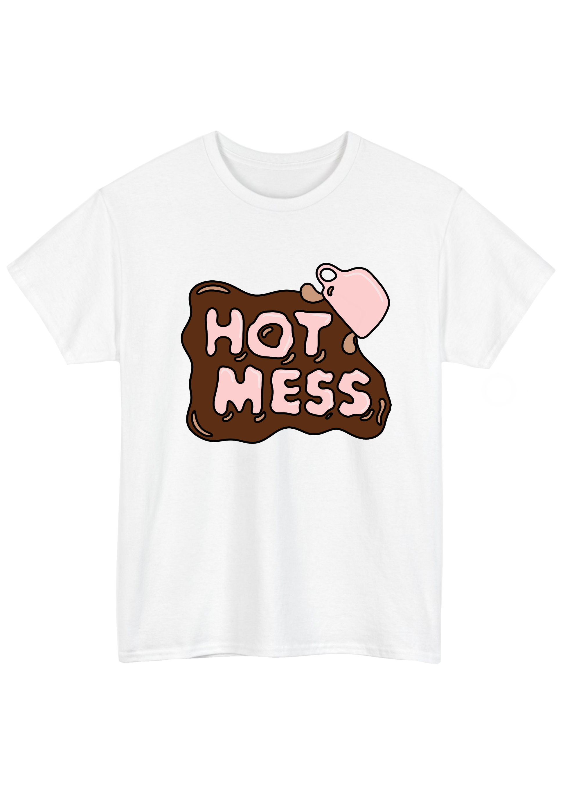 Hot Mess White Tee - Puff Berry
