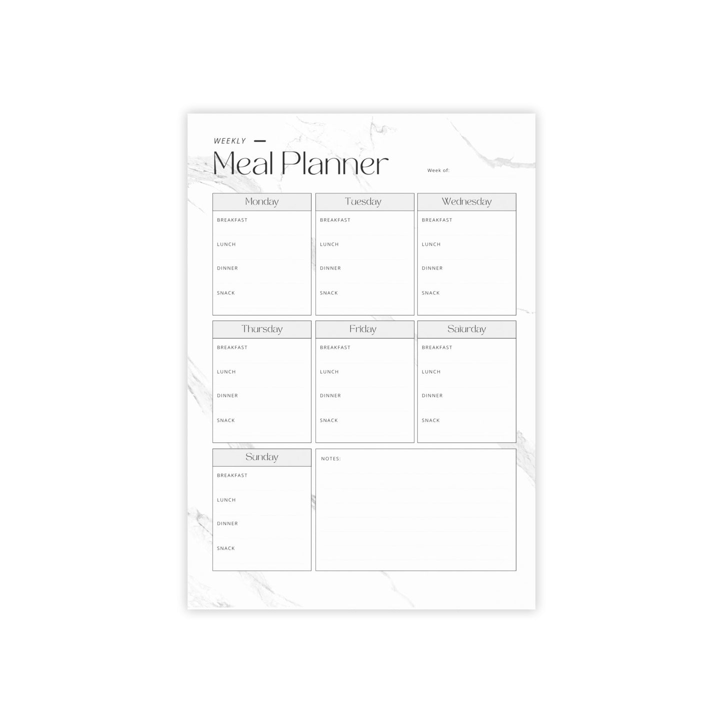 Marble Meal Planner A4
