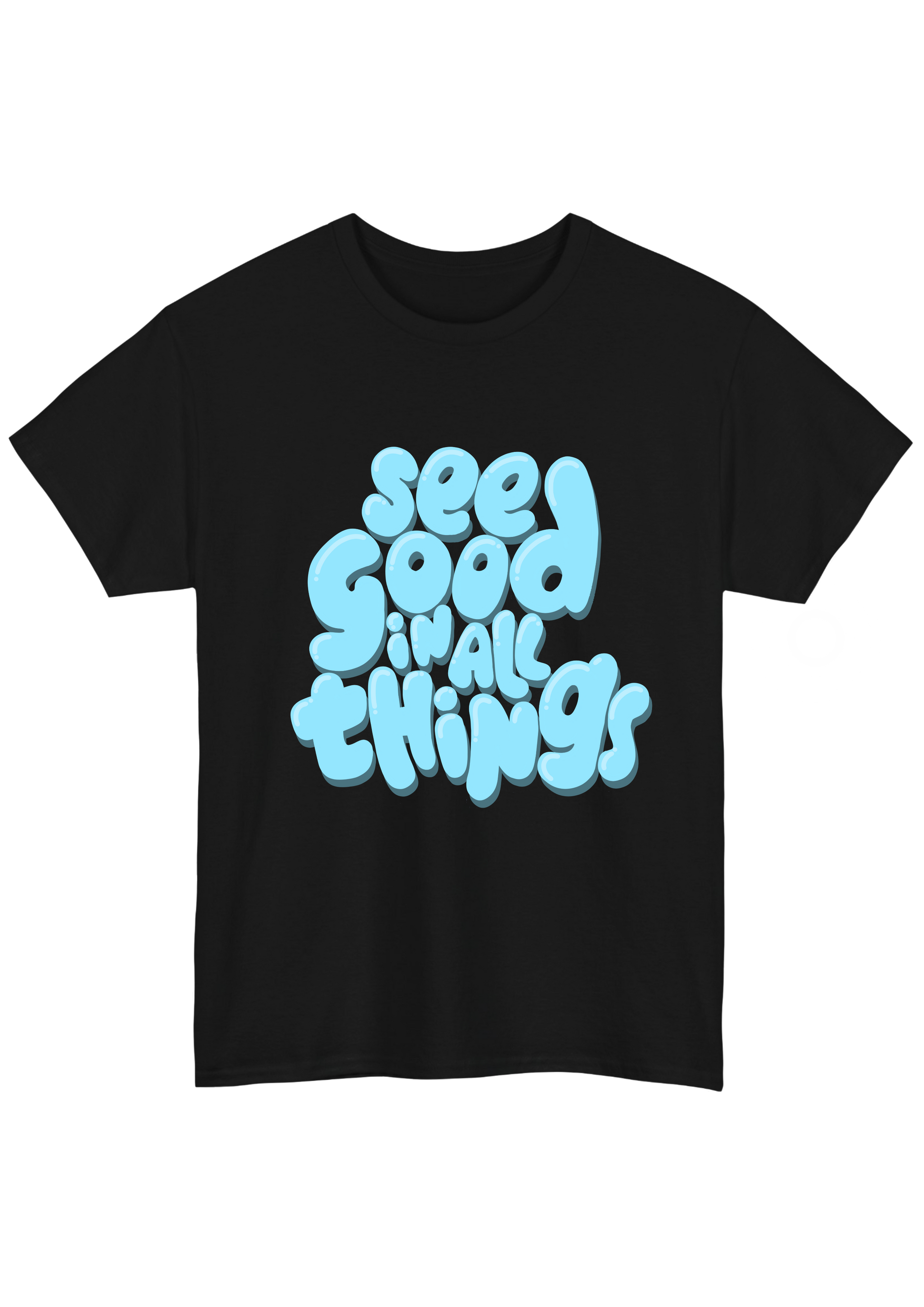 See Good in All Things Black Tee - Puff Berry