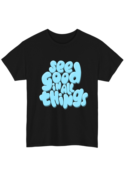 See Good in All Things Black Tee - Puff Berry