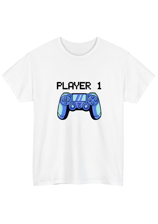 Player 1 White Tee - Puff Berry