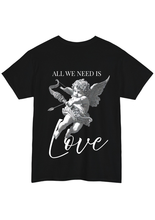 All We Need Is Love Black Tee - Puff Berry