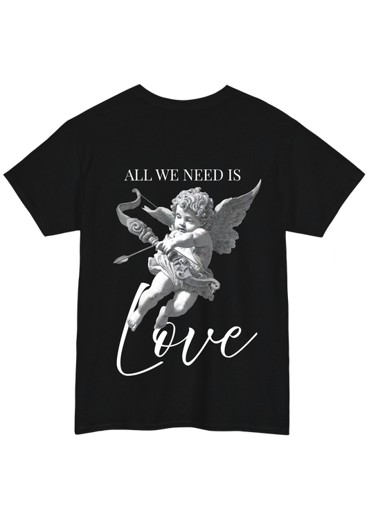 All We Need Is Love Black Tee - Puff Berry