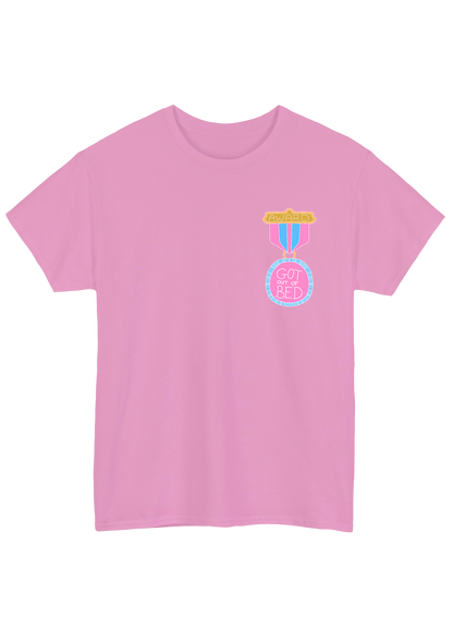 Got Out of Bed Award Pink Tee - Puff Berry