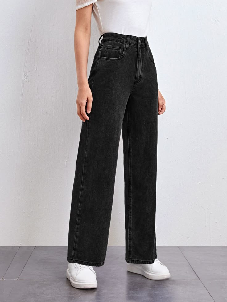 Straight Leg Black Jeans