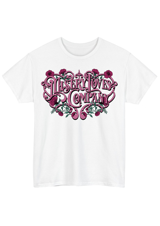 Misery Loves Company White Tee - Puff Berry
