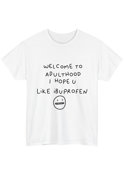 Ibuprofen White Tee - Puff Berry