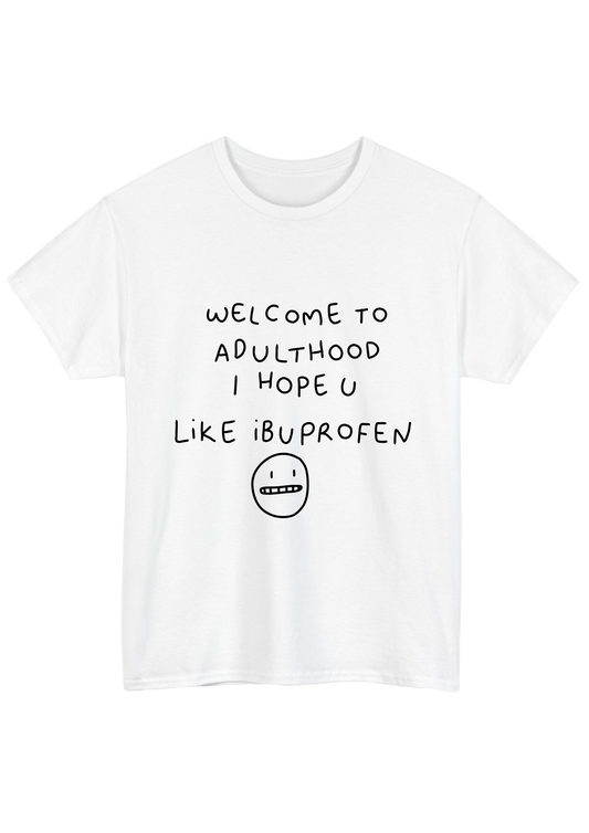 Ibuprofen White Tee - Puff Berry