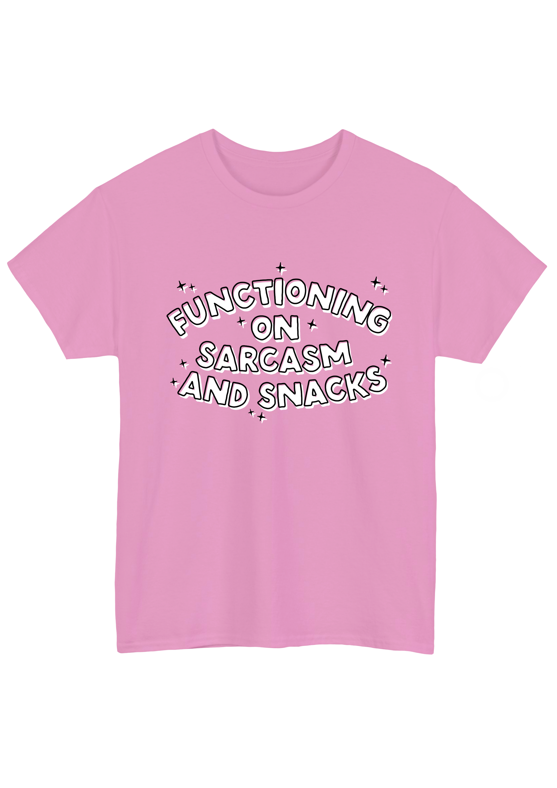 Sarcasm and Snacks Pink Tee - Puff Berry