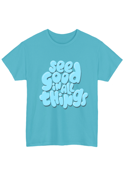 See Good in All Things Turquoise Tee - Puff Berry