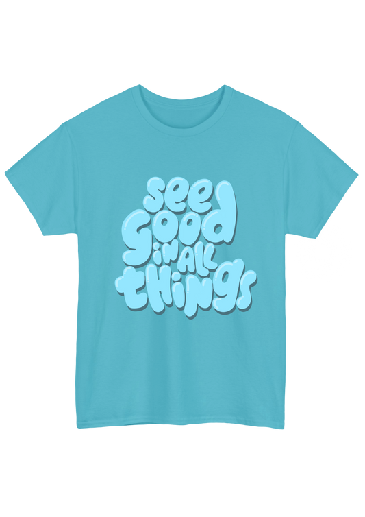See Good in All Things Turquoise Tee - Puff Berry