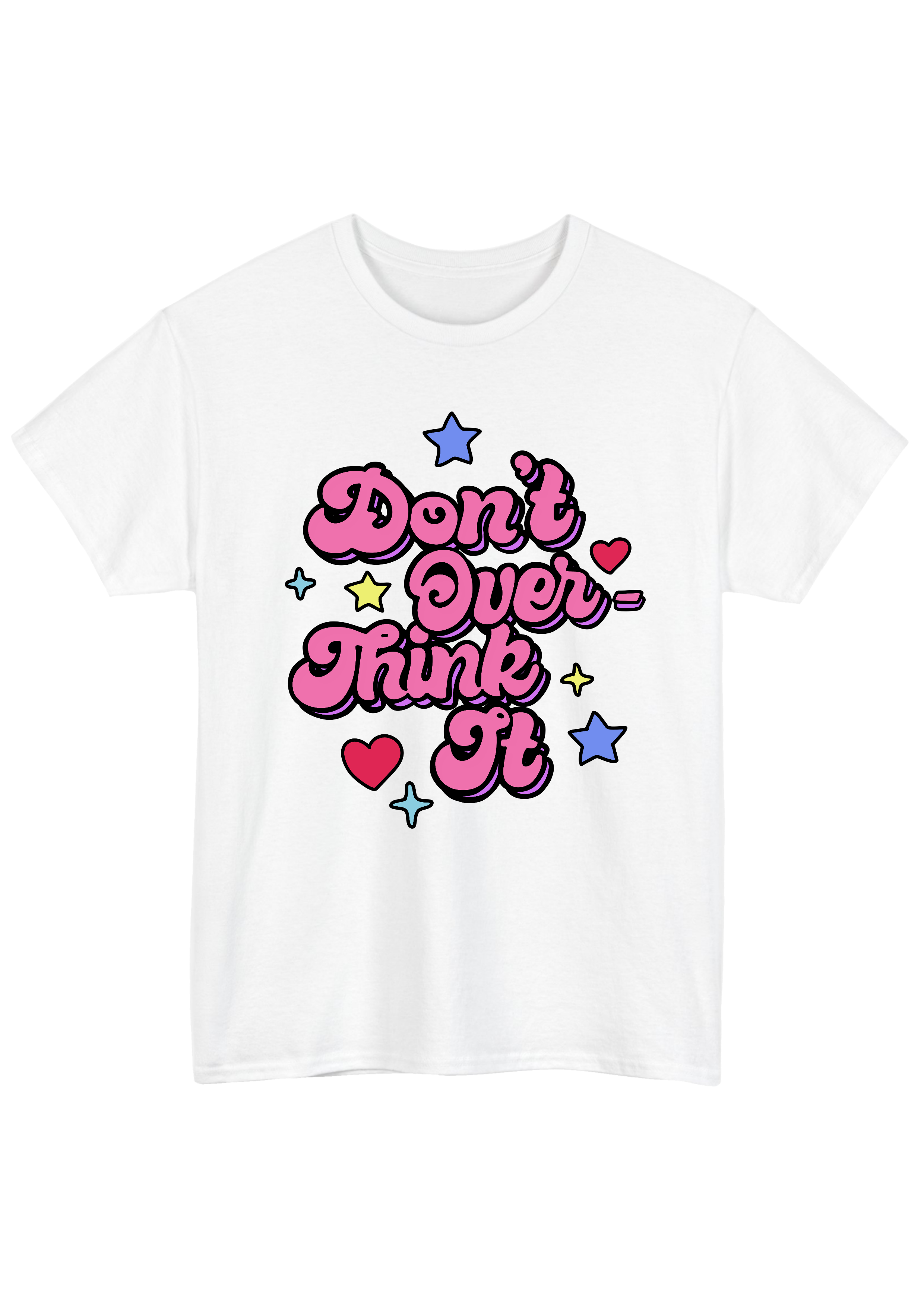 Don't Overthink It White Tee - Puff Berry