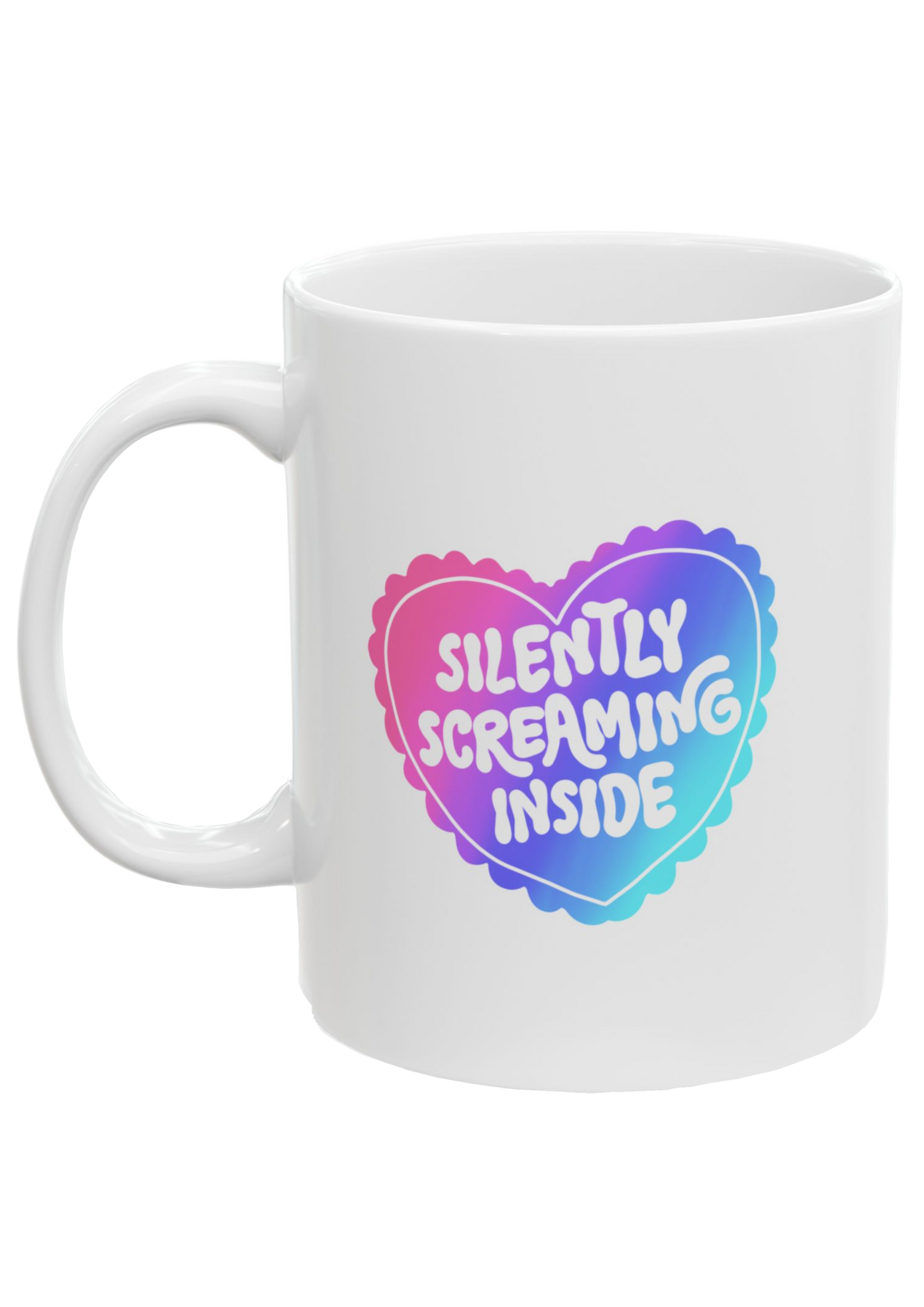 Silently Screaming Inside White Mug - Puff Berry
