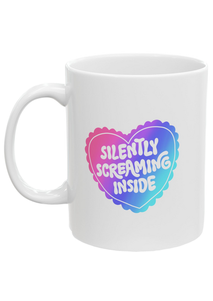 Silently Screaming Inside White Mug - Puff Berry
