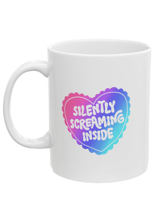 Silently Screaming Inside White Mug - Puff Berry