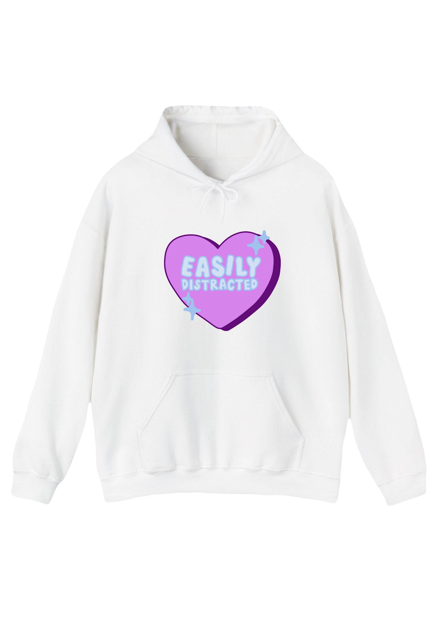 Easily Distracted White Hoodie
