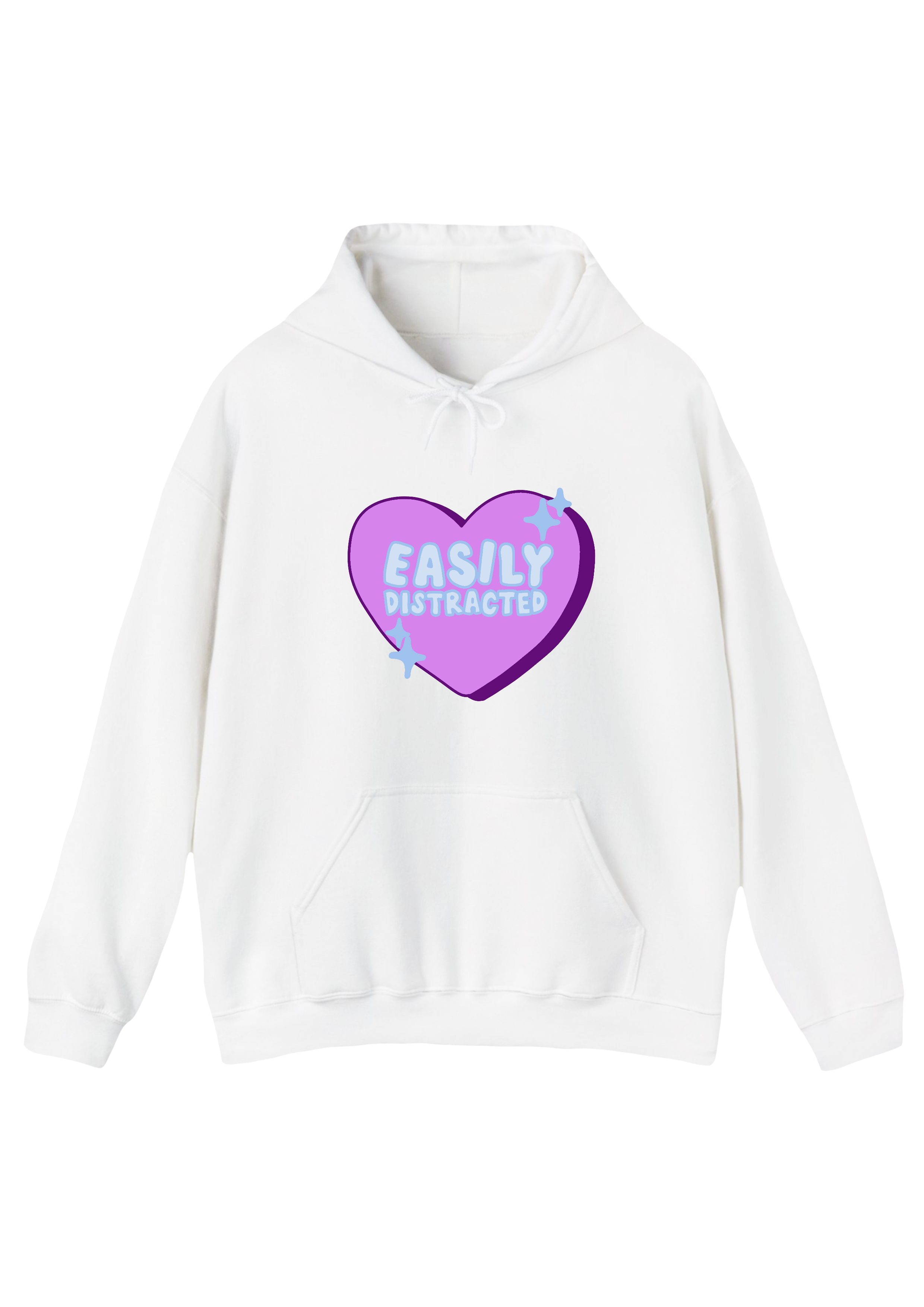 Easily Distracted White Hoodie