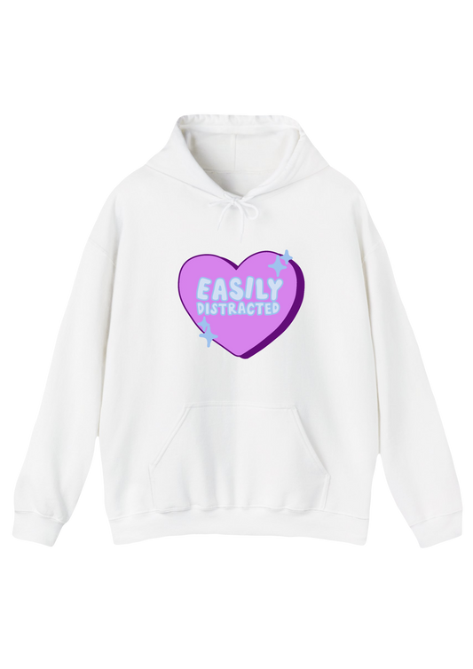 Easily Distracted White Hoodie