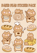 Baker Bear Sticker Pack A4 - Puff Berry