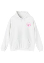 Puff Berry white hoodie with pink pony cowgirl puffberry