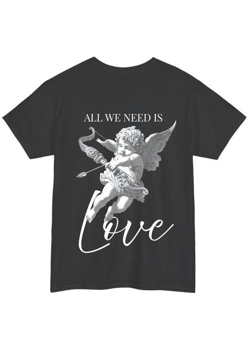 All We Need Is Love Charcoal Tee - Puff Berry