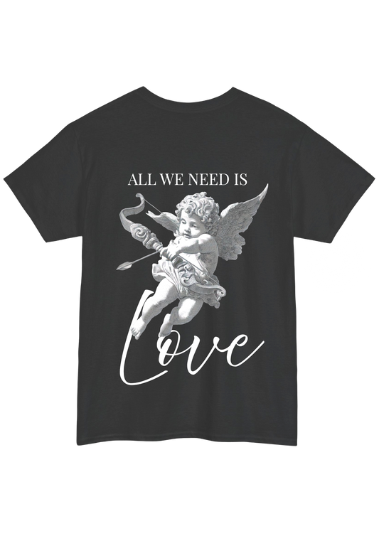 All We Need Is Love Charcoal Tee - Puff Berry