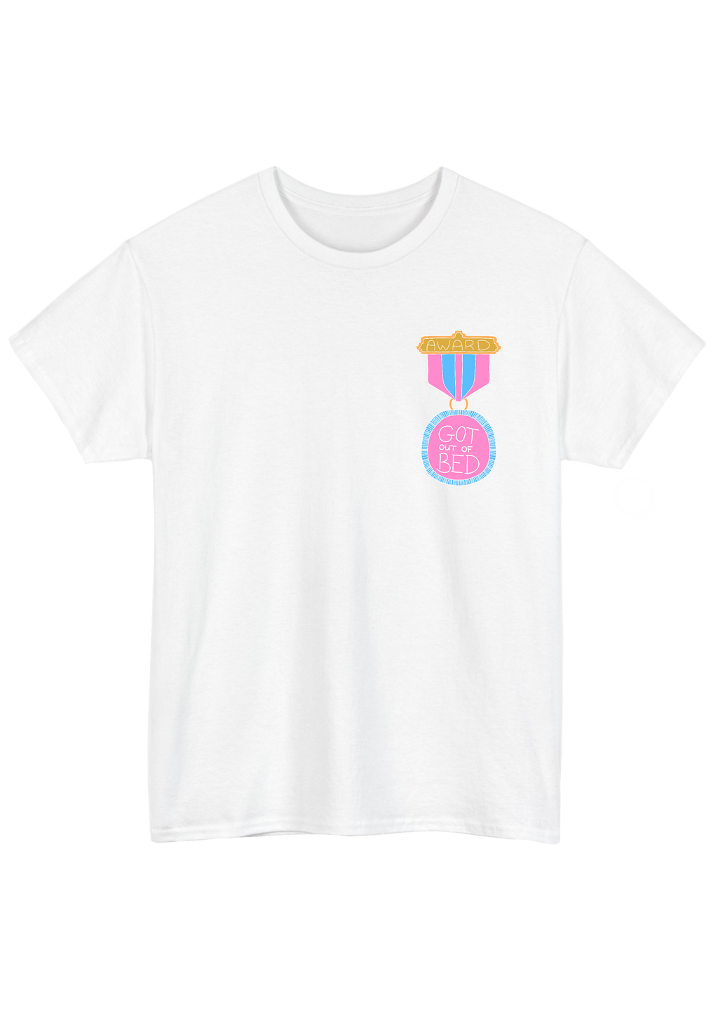 Got Out of Bed Award White Tee - Puff Berry