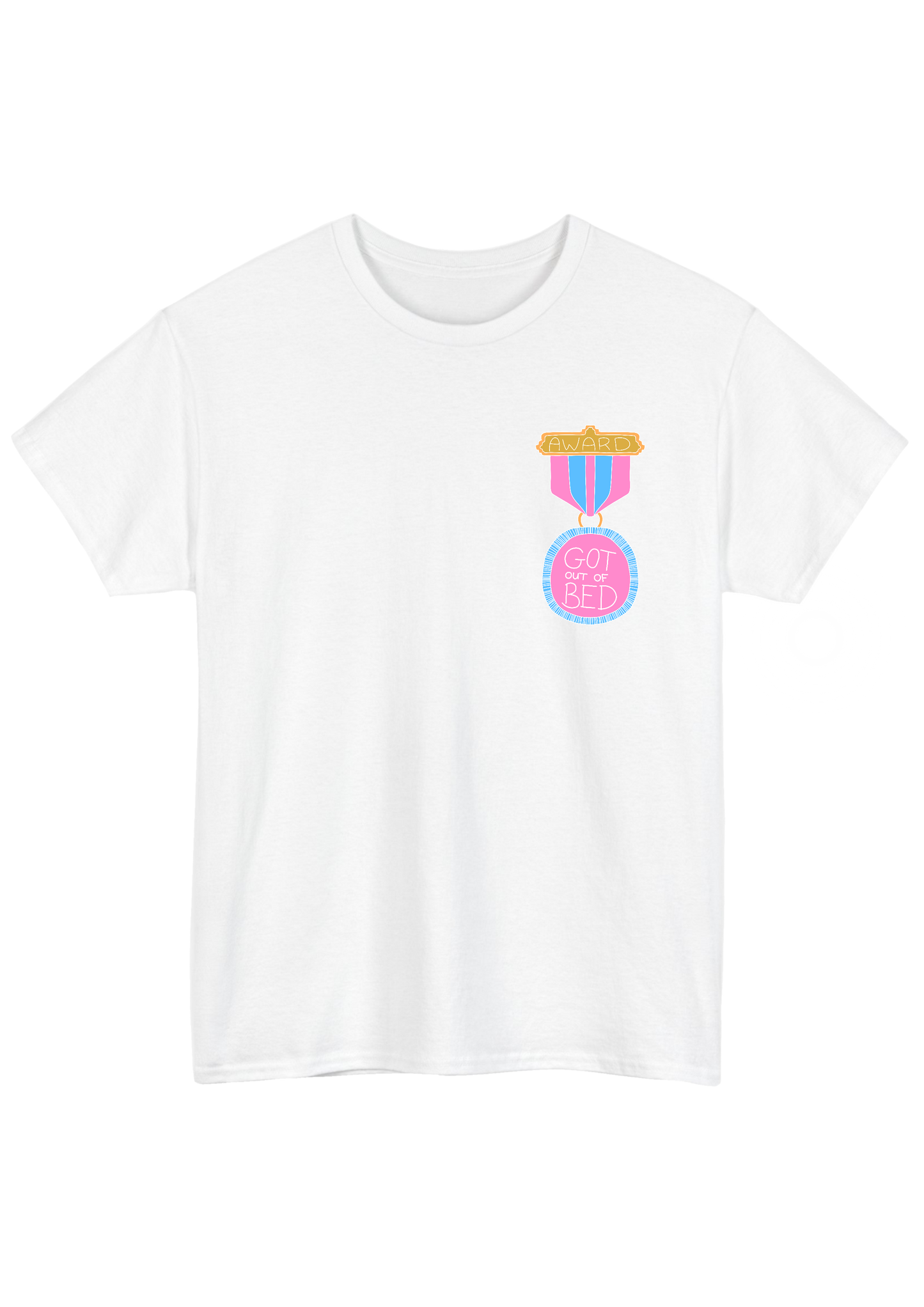 Got Out of Bed Award White Tee - Puff Berry