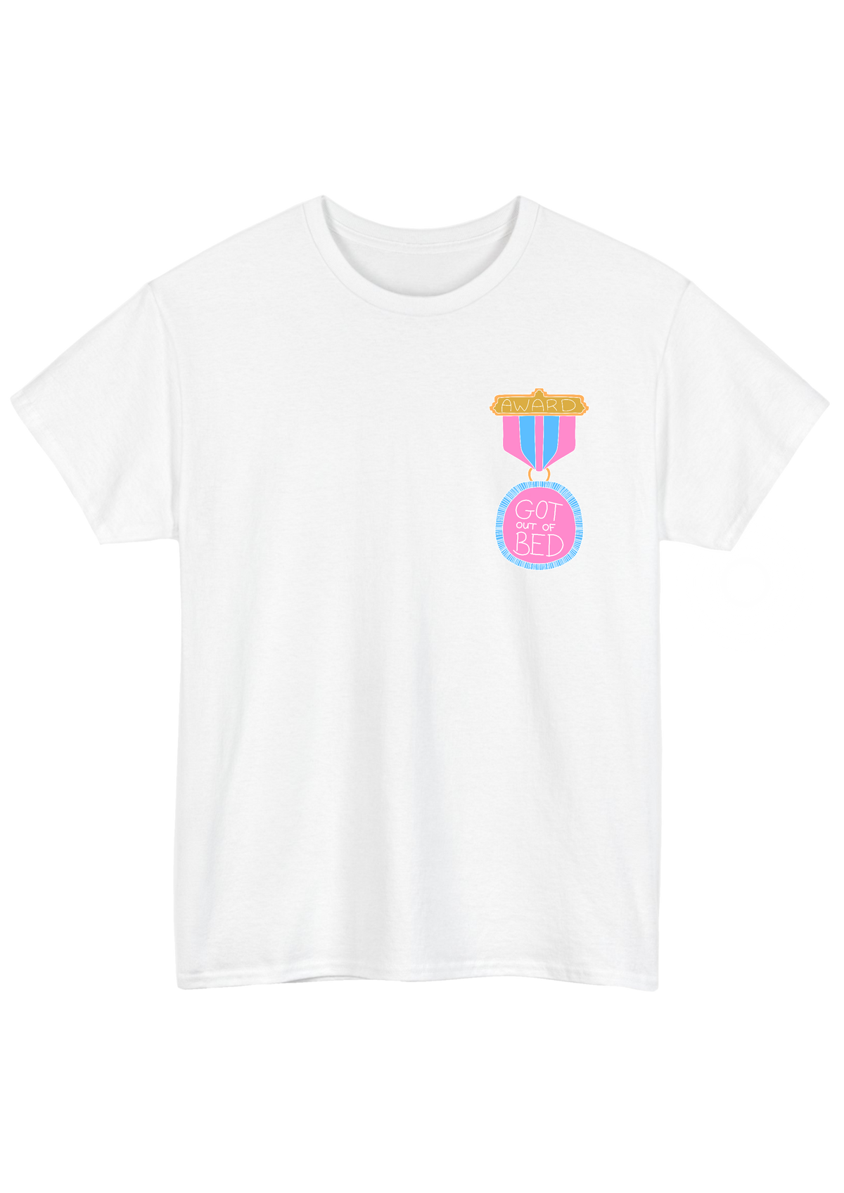 Got Out of Bed Award White Tee - Puff Berry