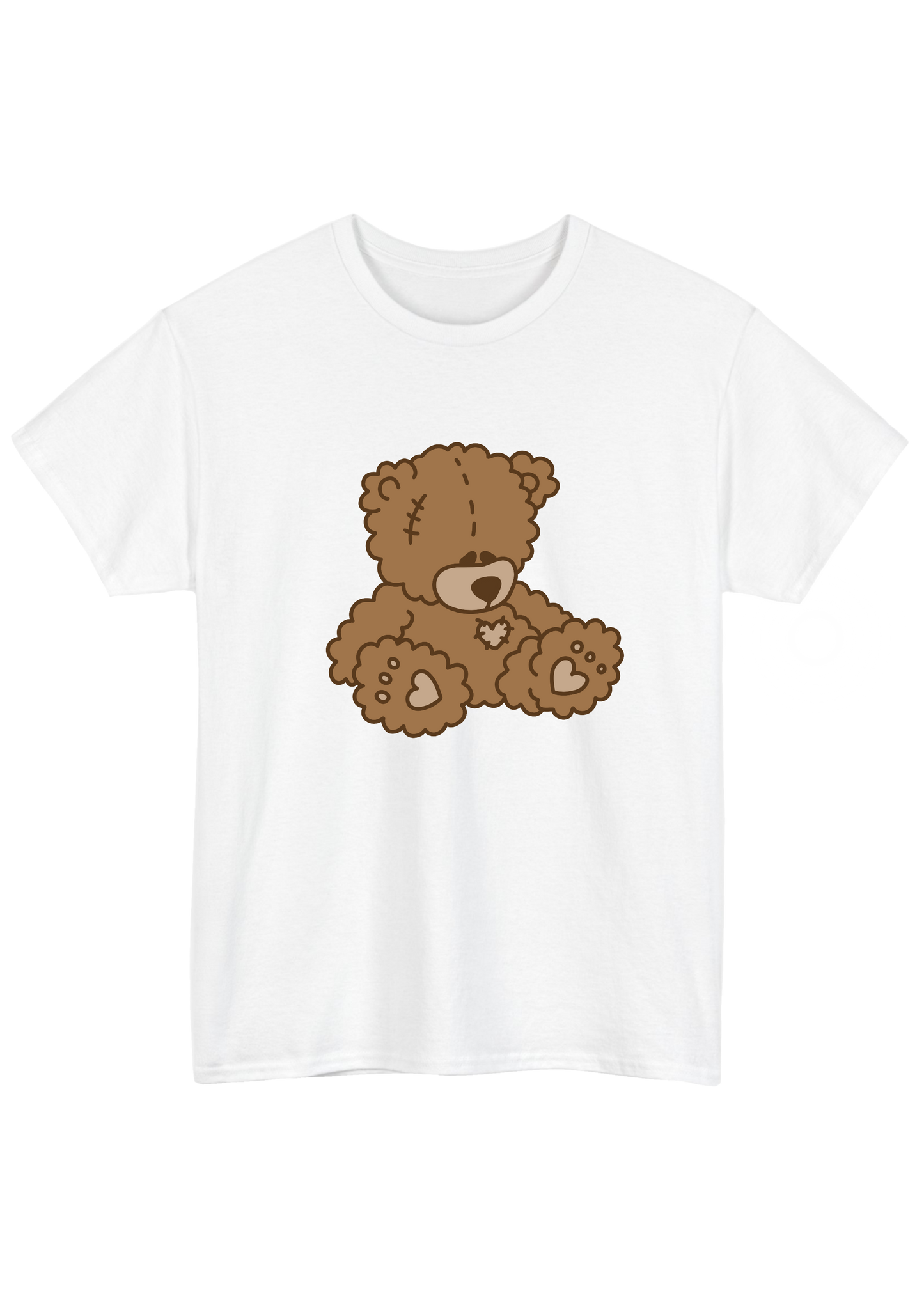 Teddy Bear White Tee - Puff Berry
