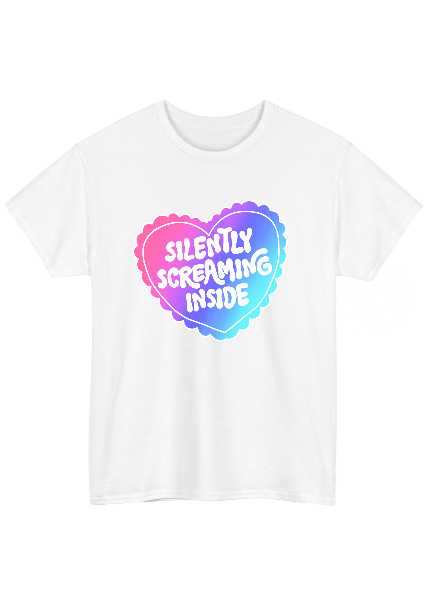 Silently Screaming Inside White Tee - Puff Berry