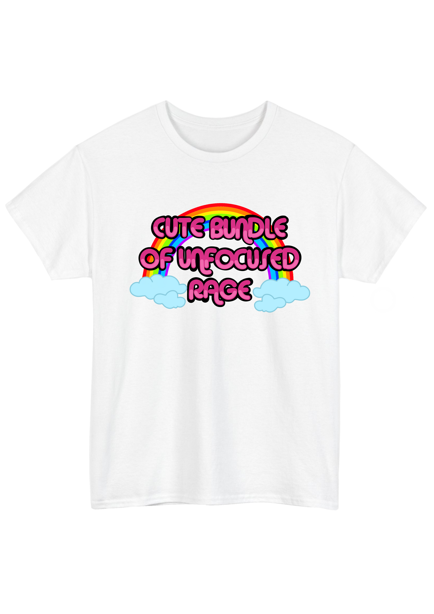 Unfocused Rage White Tee - Puff Berry