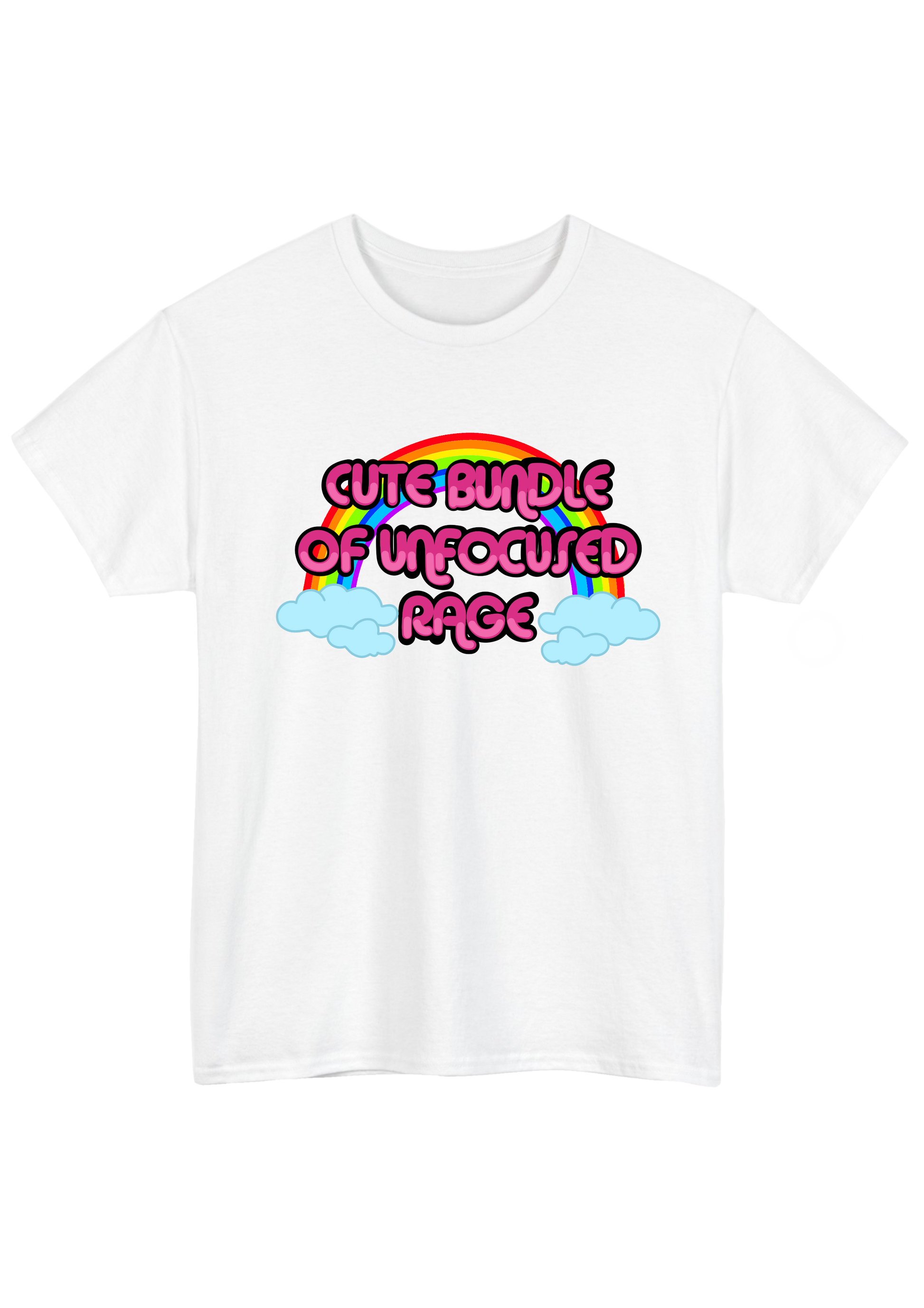 Unfocused Rage White Tee - Puff Berry