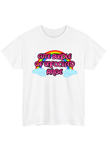 Unfocused Rage White Tee - Puff Berry