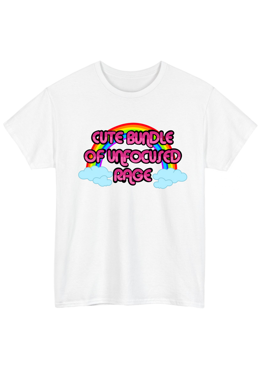 Unfocused Rage White Tee - Puff Berry