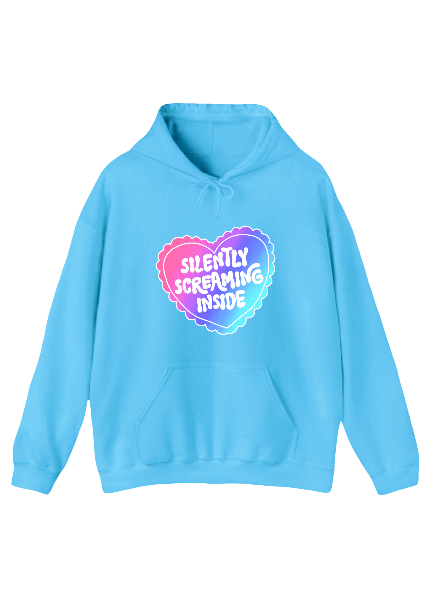 Silently Screaming Inside Blue Hoodie