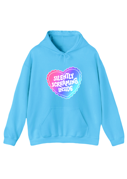 Silently Screaming Inside Blue Hoodie