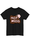 Hot Mess Black Tee - Puff Berry