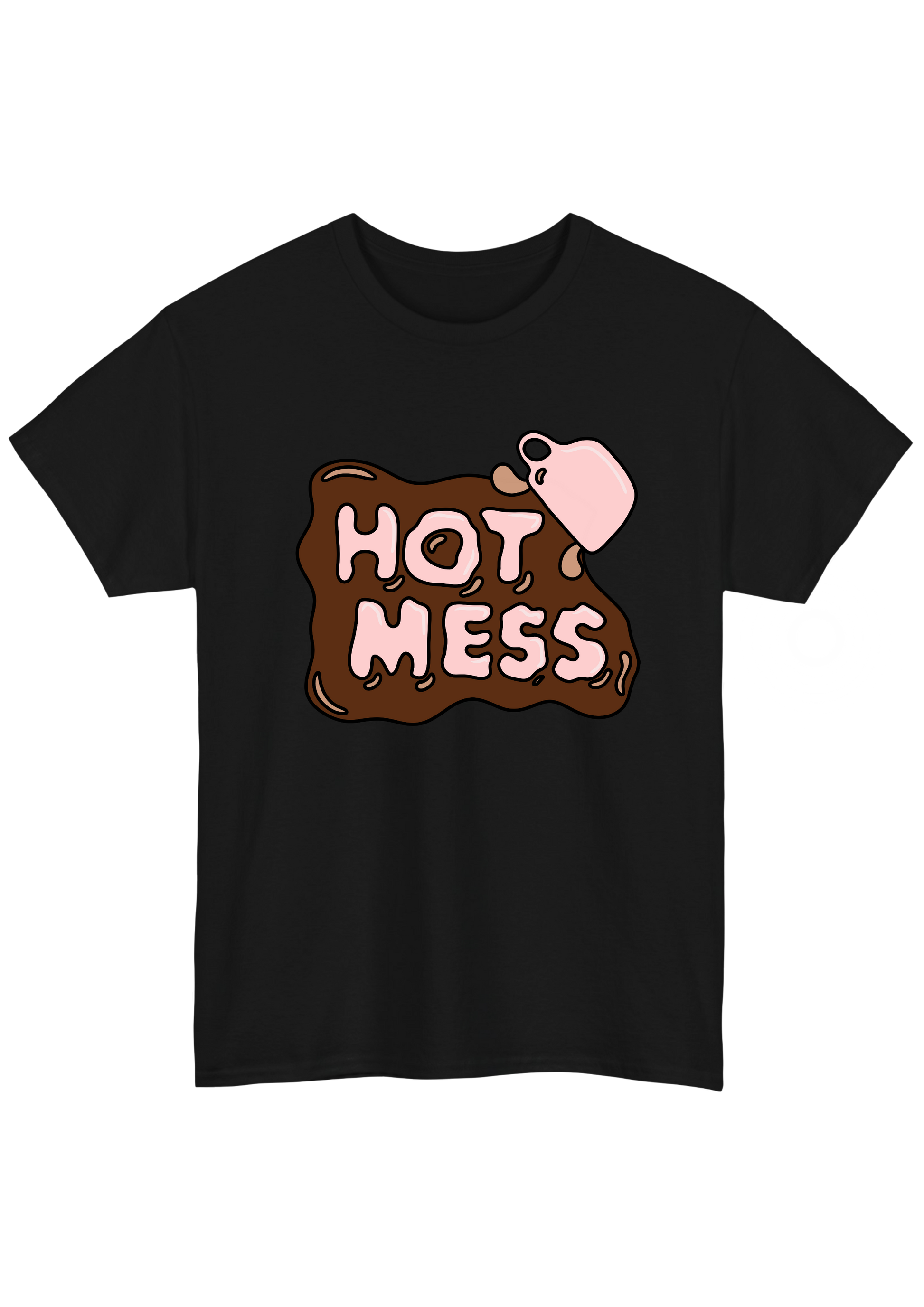 Hot Mess Black Tee - Puff Berry
