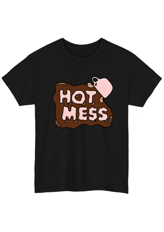 Hot Mess Black Tee - Puff Berry