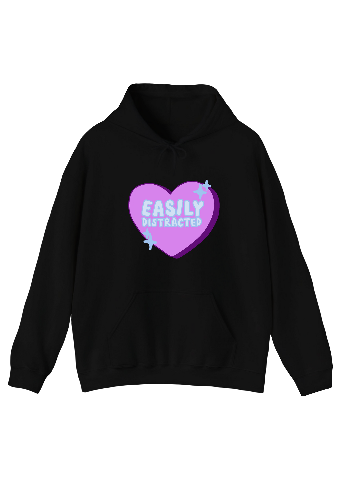 Easily Distracted Black Hoodie