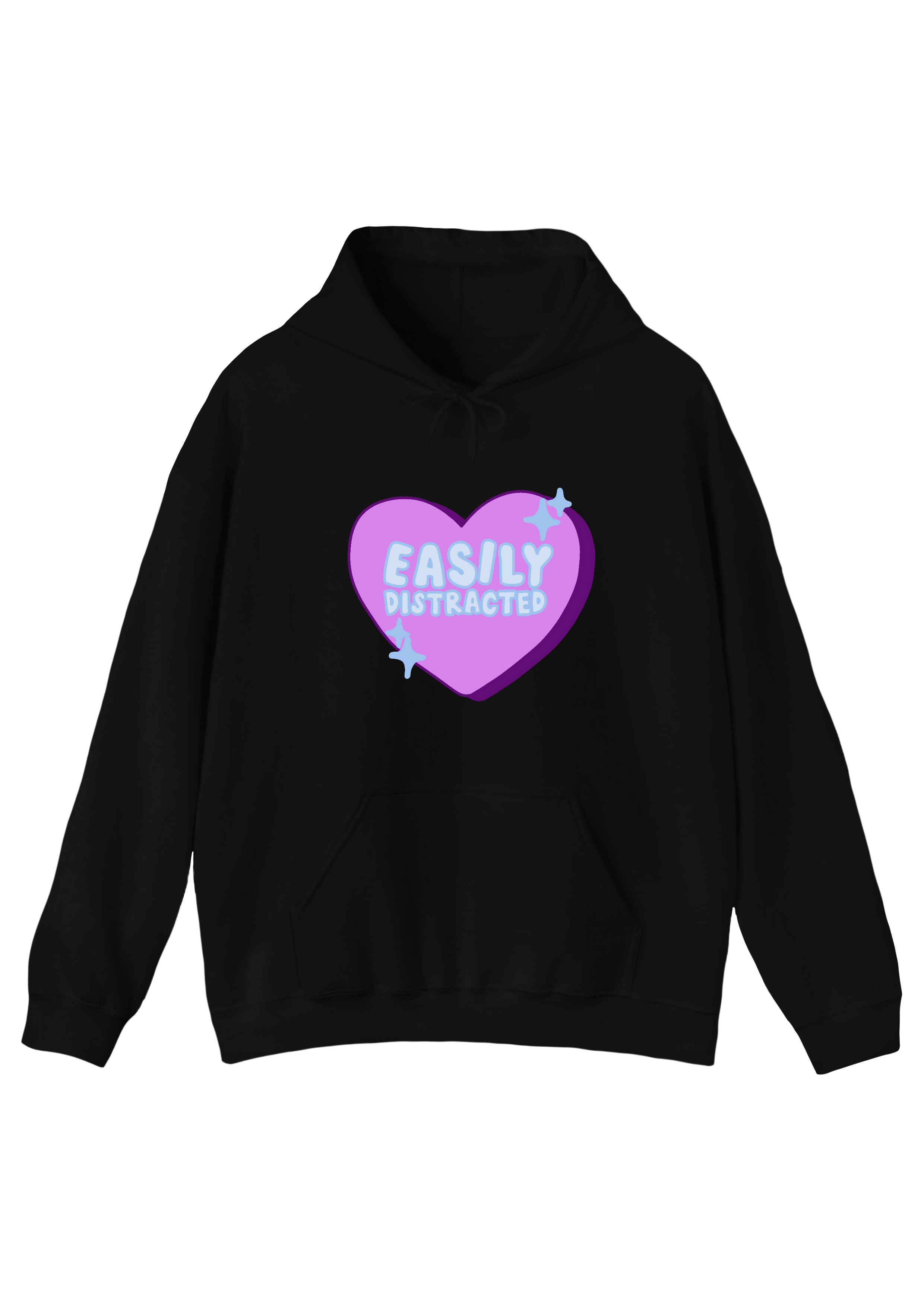 Easily Distracted Black Hoodie