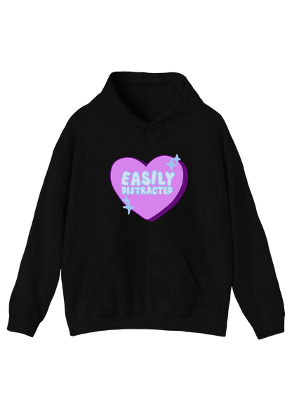 Easily Distracted Black Hoodie